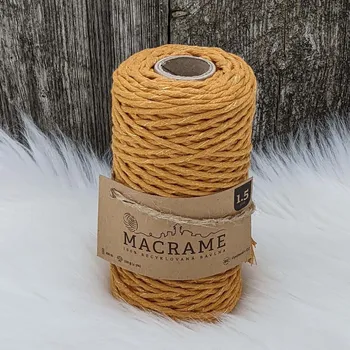 Příze Velká vlna Macrame 1,5mm Hořčice se zlatem (Špagát na macrame Horčica so zlatom)