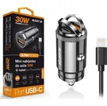 ALIGATOR chytrá mini nabíječka do auta Power Delivery 30W, USB-C + USB-A, kabel USB-C/Lightning, černá