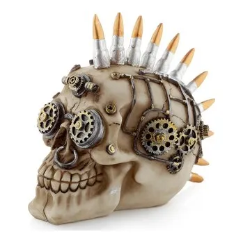 Steampunk dekorace Lebka s čírem z kulek