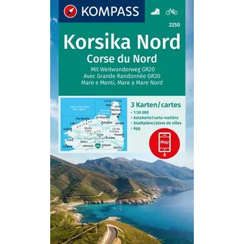 KOMPASS Wanderkarten-Set 2250 Korsika Nord, Corse du Nord, Weitwanderweg GR20 (3 Karten) 1:50.000
