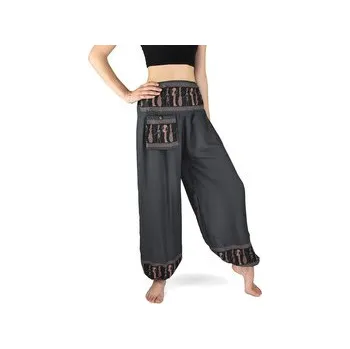 Dámské kalhoty Kalhoty jóga PABITRA, šedé, hnědý egyptský vzor