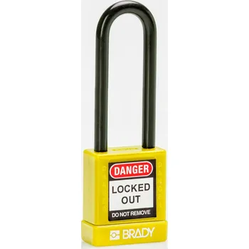 Visací zámek Visací zámky, hliníkové pouzdro s nylonovou ochranou, BJ = 6 ks, výška třmenu 75 mm, žlutá