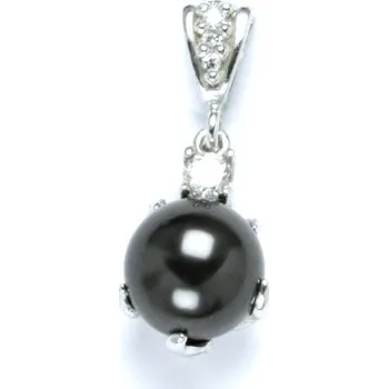 Přívěsek Stříbrný přívěsek perla Swarovski black a zirkon - P1190 (Stříbrný přívěsek se zirkonem a perlou 10 mm)