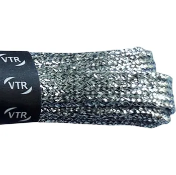 Tkaničky do bot Glitrové tkaničky ploché stříbrné, délka 100 cm