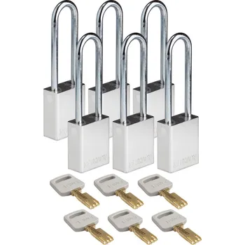 Visací zámek Visací zámky SafeKey, z hliníku, BJ = 6 ks, výška třmenu 76,20 mm, stříbrná