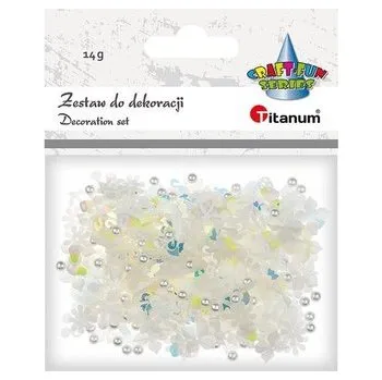 Set školních potřeb Zestaw perełki cekiny białe 14g mix