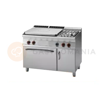 Nerezový dřez Sporák tálový plynový s 2 hořáky a plynovou troubou GN 2/1 | RM GASTRO, TPF2 712 GV/P