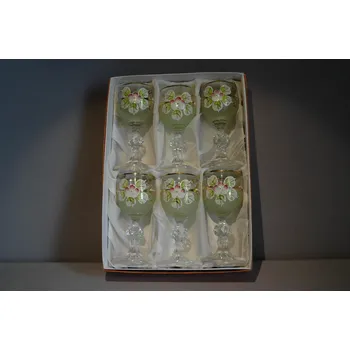 Sklenice Sklenice Claudia 50ml 6ks zelený dekor