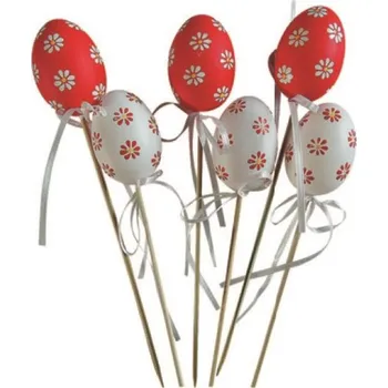 Velikonoční dekorace Zápich vejce plastové, červené, bílé