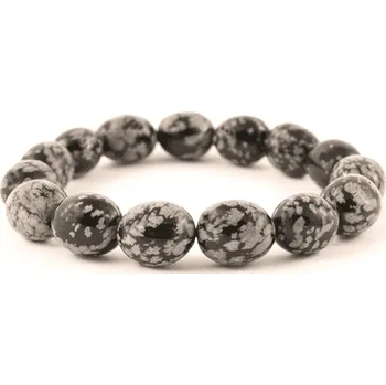 Náramek Milujeme Kameny Obsidián vločkový - náramek váleček NV36 1506 černá