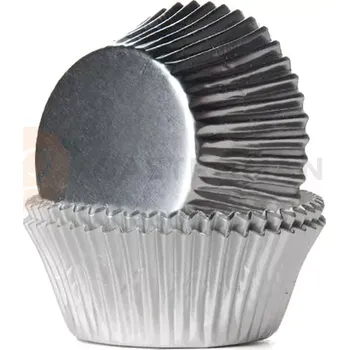 Kuchyňská sůl Košíčky na cupcake, průměr 5 cm, 24 ks, stříbrná fólie | HOUSE OF MARIE, HM2019
