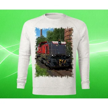 Pánská mikina mikina s lokomotivou 741 715-7 pánská 3XL (mikina s vlakem světle šedý melír)