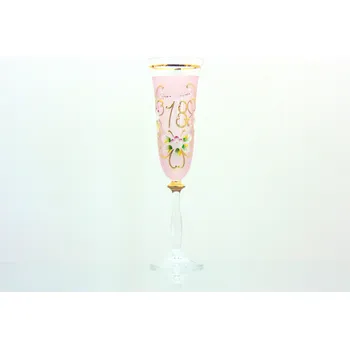 Sklenice Výroční sklenice Angela flétna 18let růžová