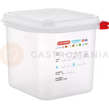 Gastro oděv Gastronádoba GN 1/6 150 mm z polypropylénu s víkem | ARAVEN, 166155
