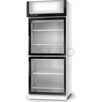 Lednice Chladící skříň jednostranně prosklenná s křídlovými dveřmi, jednokomorová, dvoudvéřová, horní agregát, 4 kl., nerezové opláštění, 825x750x2020 mm | RAPA, SCh - S 825 / 2D