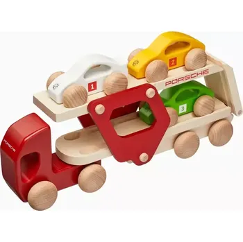 Dětské termoprádlo PORSCHE Race truck Dřevěný kamion převážející závodní auta (Dřevěné autíčko pro nejmenší fanoušky)