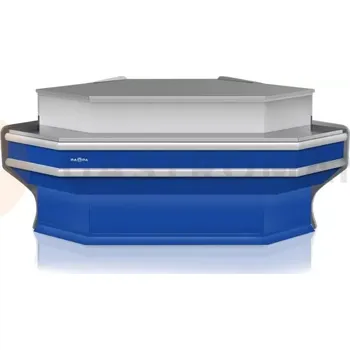 Výdejník vody Pokladní pult nechlazený, rohový, vnější s deskou z nerezové oceli, osvětlením korpusu a podstavci pod nádoby EURO2 1520x1070x910 mm | RAPA, LK-EMax/NZ