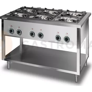 Sporák Plynový sporák se 6 hořáky 34,5 kW, 1200x700x850 mm | LOZAMET, GLW.67.1/2