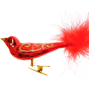 Vánoční ozdoba Sýkorka malá 2528 červený lesk 15x4x3cm