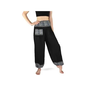 Dámské kalhoty Kalhoty jóga PABITRA, černé, šedý egyptský vzor