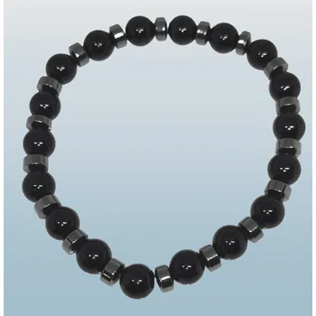 Náramek Pánský náramek obsidian a hematit 8 mm