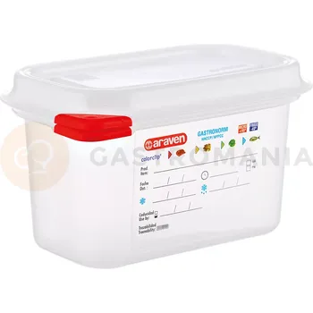 Gastro oděv Gastronádoba GN 1/9 100 mm z polypropylénu s víkem | ARAVEN, 169105