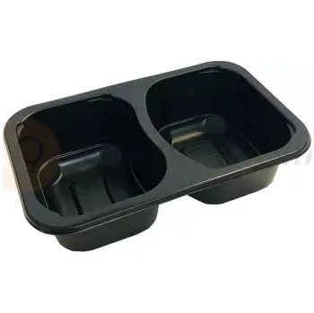 Černý, 2 - komorový box, vhodný k zatavení, 178x113x60 mm, 320 ks, hladký | CHEFFY, Matipack Small Catering MAP 2C 60DC