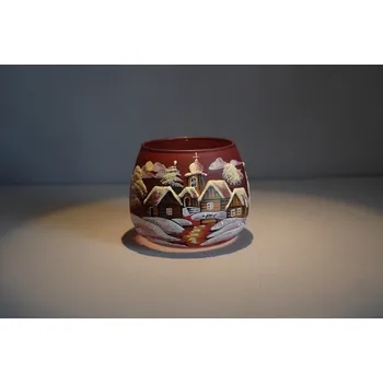 Svícen Vánoční sklenice na svíčku, v odstínu bordó