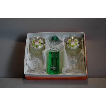 Likér Dárková sada Absinth 0,05l a malované zelené skleničky