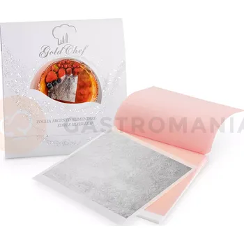 Jedlá dekorace na dort Jedlé stříbro listy 5 ks. 80 mm x 80 mm | GOLD CHEF, 2GAALB05BB