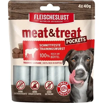 Pamlsek pro psa Fleischeslust Meat & Treat Beef tréninkové salámky 4x40g