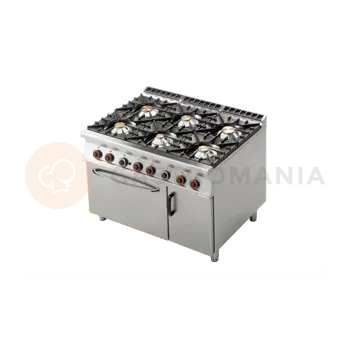 Sporák Sporák plynový s 6 hořáky a plynovou troubou GN 2/1 | RM GASTRO, CF6 912 GV