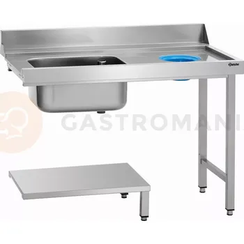 Nerezový dřez Stůl s dřezem, 1200x720x850 mm, jednokomorový dřez na levé straně | BARTSCHER, 109743