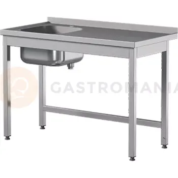 Nerezový dřez Přístěnný nerezový stůl s dřezem 600x600x850 mm | ASBER, STW-66/1-PL-L-B