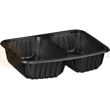 Černý, 2 - komorový box, vhodný k zatavení, 227x178x50 mm, 320 ks, žebrovaný | CHEFFY, Matipack D 9500RC