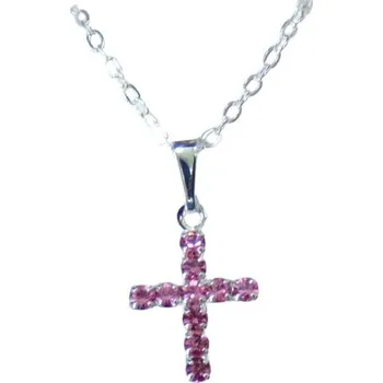 Přívěsek Křížek na krk růžový