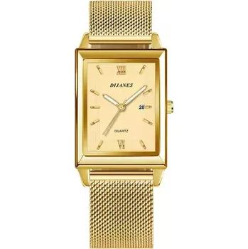 Hodinky Luxusní dámské hranaté náramkové hodinky - Zlato