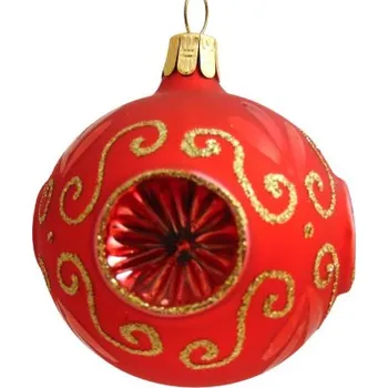 Vánoční ozdoba Vánoční koule 60mm červená 2049, dekor mráz