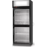 Chladící skříň jednostranně prosklená s křídlovými dveřmi, jednokomorová, dvoudveřová, horní agregát, ventilátor, 4. tř., nerezový korpus, 625x750x2020 mm | RAPA, SCh - S 625 / 2D ecoline