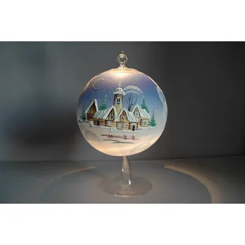 Svícen Vánoční koule na svíčku 15cm modrá bez stojanu