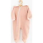 Kojenecký mušelínový overal s kapucí New Baby Comfort clothes růžová - velikost 74 (6-9m)