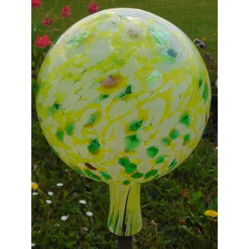Zahradní dekorace Plotová koule 18cm do žluta