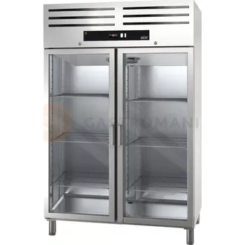 Lednice Chladící skříň 1400 l GN 2/1, podvojné prosklené dveře, 1318x842x2040 mm, Green Line | ASBER, GCPZ-1402 GLASS