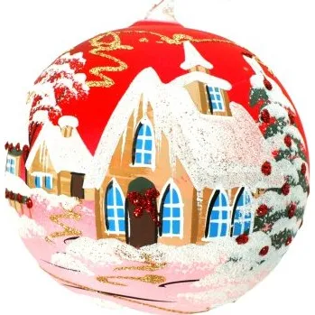 Vánoční ozdoba Vánoční koule 10cm dekor Vánoce červená