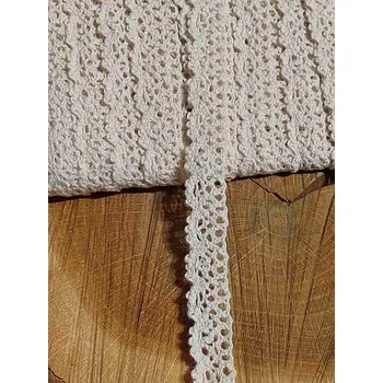 Krajka Bavlněná krajka šíře 14 mm paličkovaná ecru