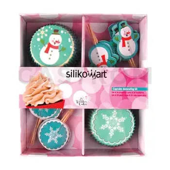 Pečicí papír Komplet 24 košíčků na pečení muffinů a topperů s motivem zimy | SILIKOMART, Winter