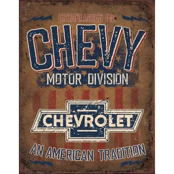Plechová cedule Plechová cedule Chevy - American Tradition 40 cm x 32 cm
