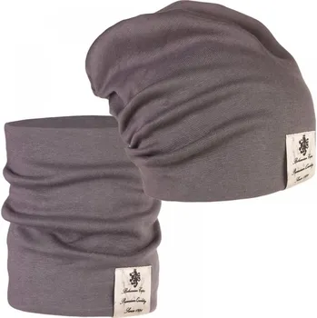 Čepice Bavlněná čepice a nákrčník Dráče - Pastels Double 41, tmavě šedá Barva: Šedá, Velikost: 50-52