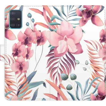 Pouzdro na mobilní telefon Flipové pouzdro iSaprio - Pink Flowers 02 - Samsung Galaxy A51
