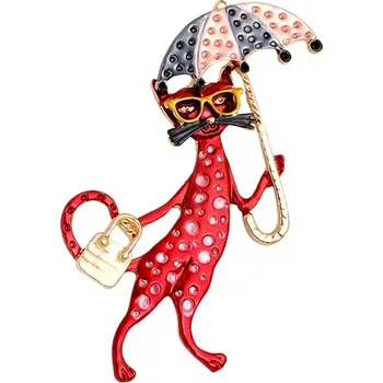 Brož Brož kočka s deštníkem